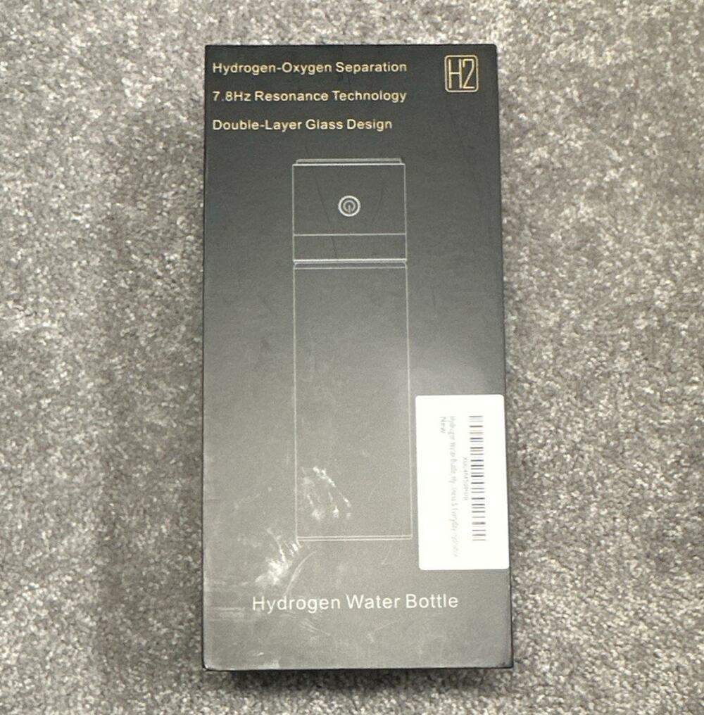 Hydrogen Water Bottle 14 oz Double-Layer Glass Black USB Type-C Screw Lid